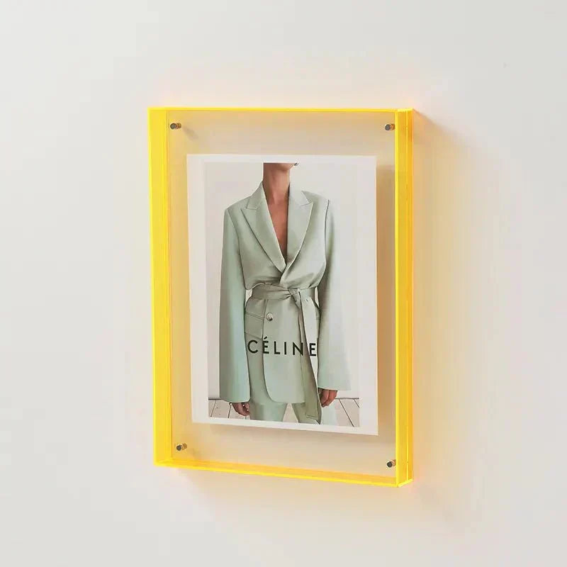 Coloured Acrylic Photo Frame for Wall or Tabletop, 5 Sizes