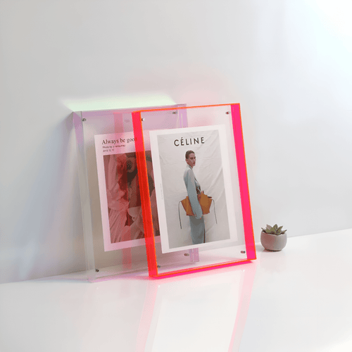 Clear Acrylic Photo Frame with Coloured Edge, 5 Sizes