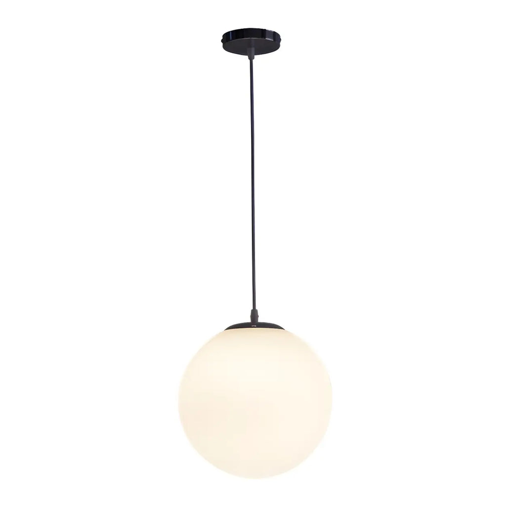 White Glass Globe Pendant Light, Seven Sizes from 15 to 50 cm