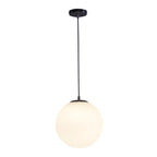 White Glass Globe Pendant Light, Seven Sizes from 15 to 50 cm