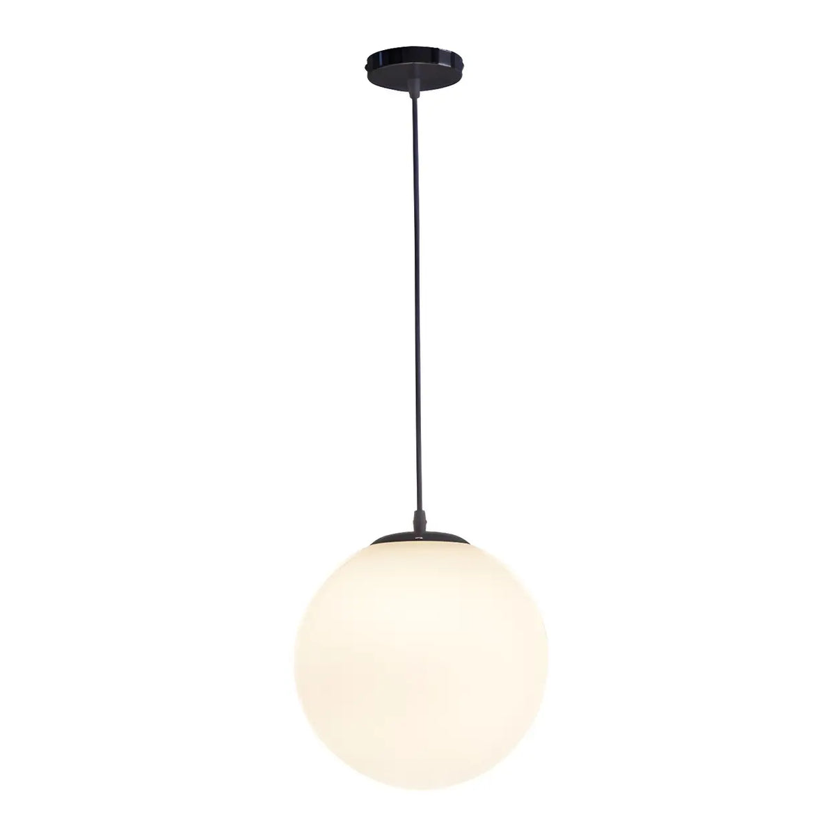 White Glass Globe Pendant Light, Seven Sizes from 15 to 50 cm