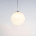 White Glass Globe Pendant Light, Seven Sizes from 15 to 50 cm