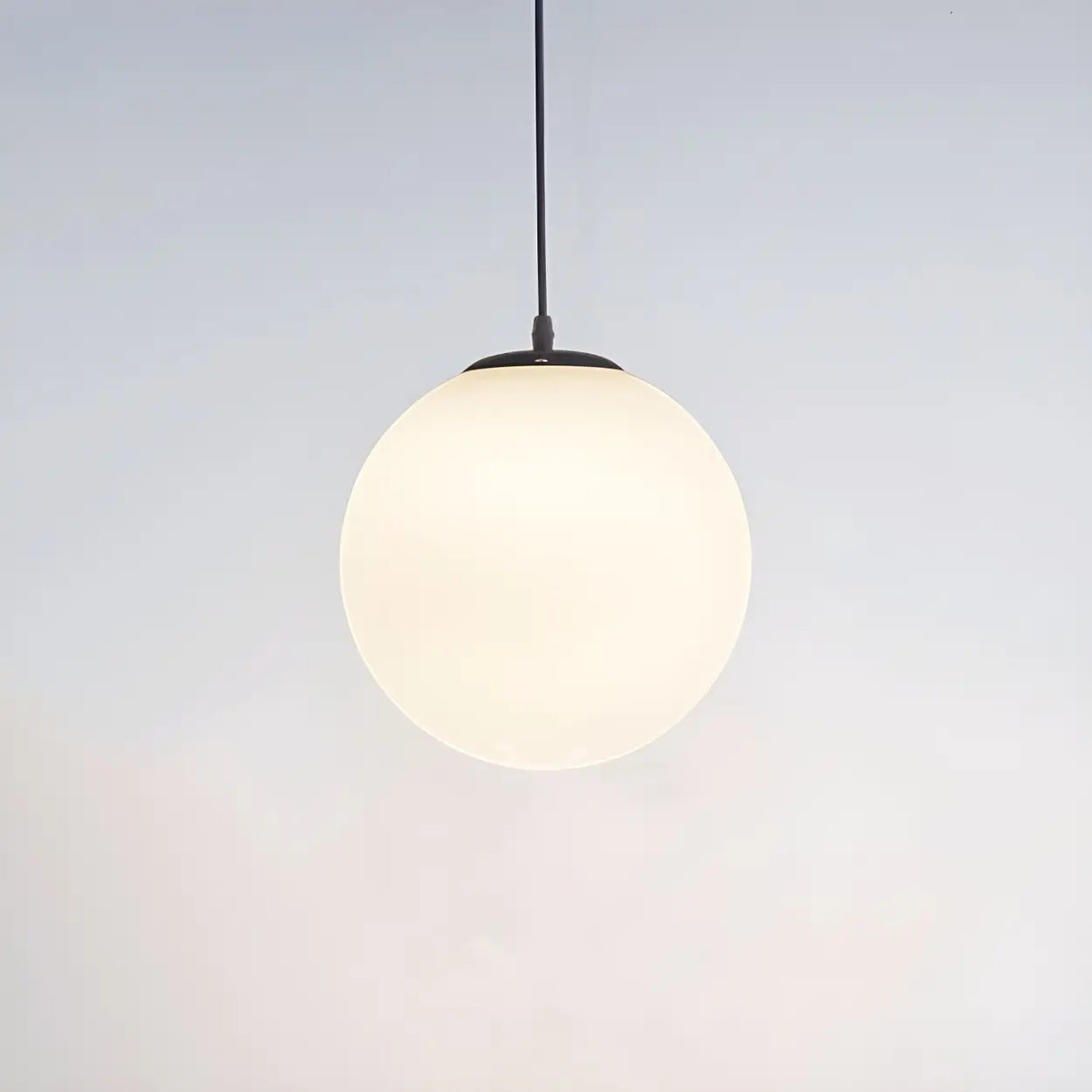 White Glass Globe Pendant Light, Seven Sizes from 15 to 50 cm