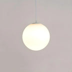 White Glass Globe Pendant Light, Seven Sizes from 15 to 50 cm