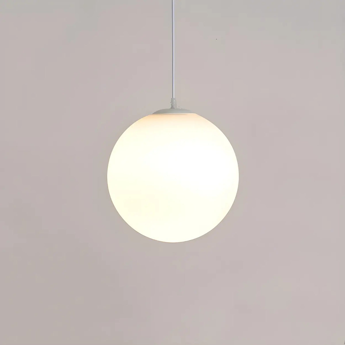 White Glass Globe Pendant Light, Seven Sizes from 15 to 50 cm