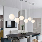 White Glass Globe Pendant Light, Seven Sizes from 15 to 50 cm