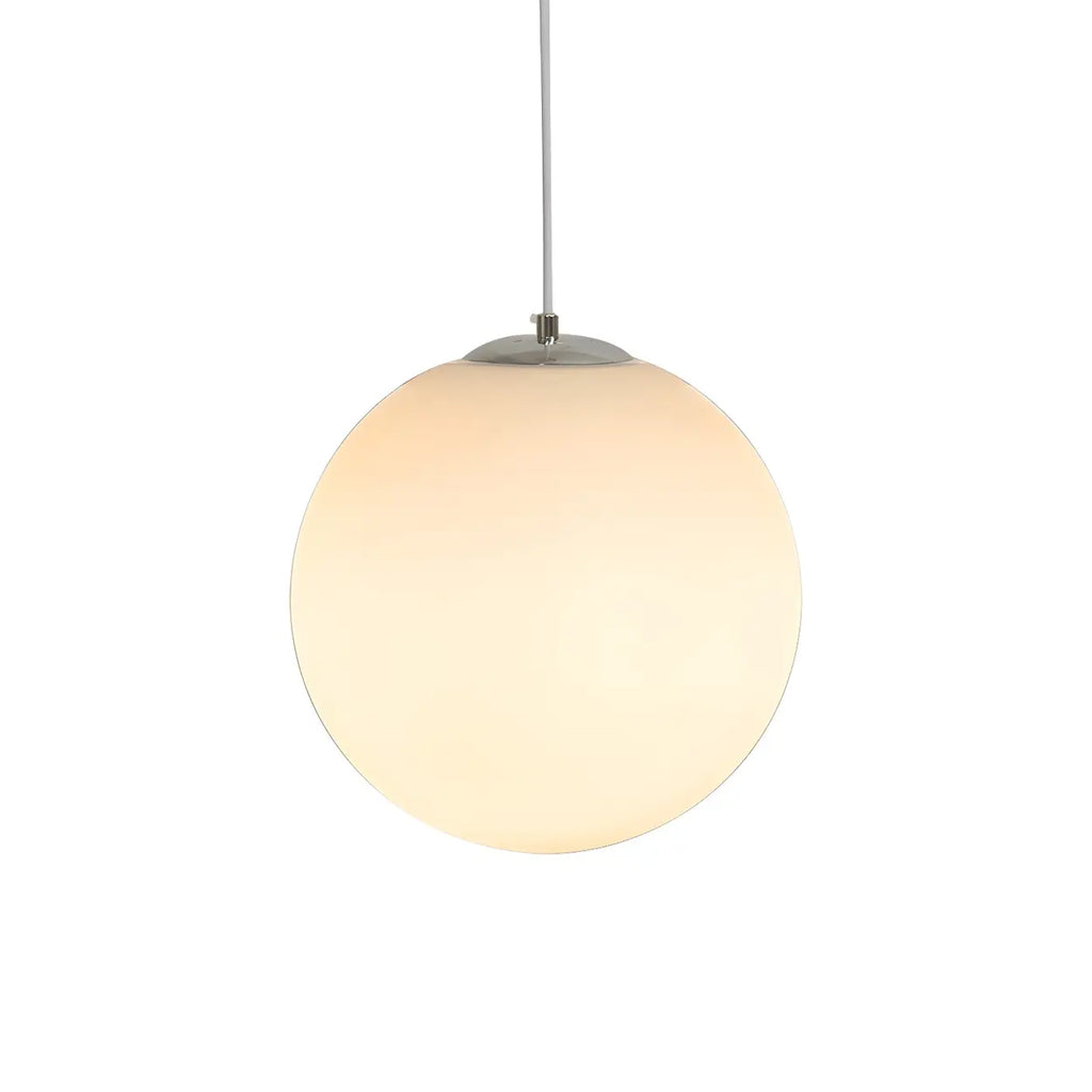 White Glass Globe Pendant Light, Seven Sizes from 15 to 50 cm