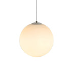 White Glass Globe Pendant Light, Seven Sizes from 15 to 50 cm