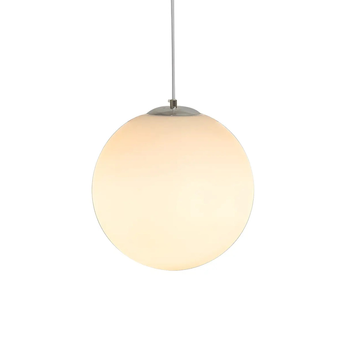 White Glass Globe Pendant Light, Seven Sizes from 15 to 50 cm
