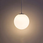 White Glass Globe Pendant Light, Seven Sizes from 15 to 50 cm