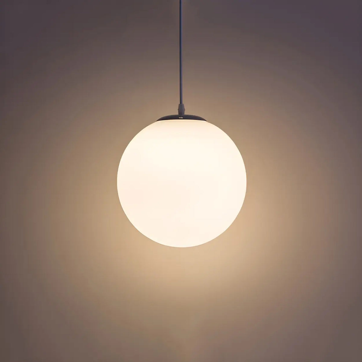 White Glass Globe Pendant Light, Seven Sizes from 15 to 50 cm
