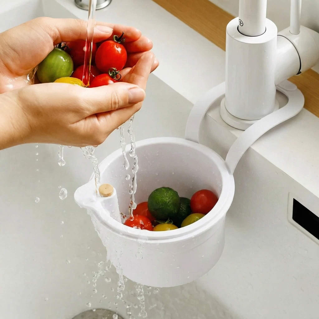 Hanging Sink Drain Basket 20x14x13cm, BPA-Free, One-Click Empty