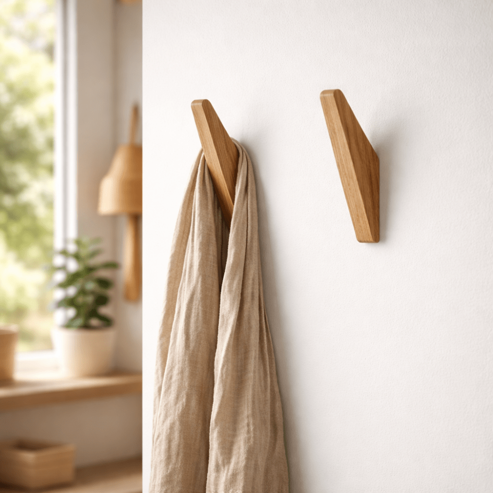 Two-Tone Solid Wood Wall Hook 13.5cm, Scandinavian Style