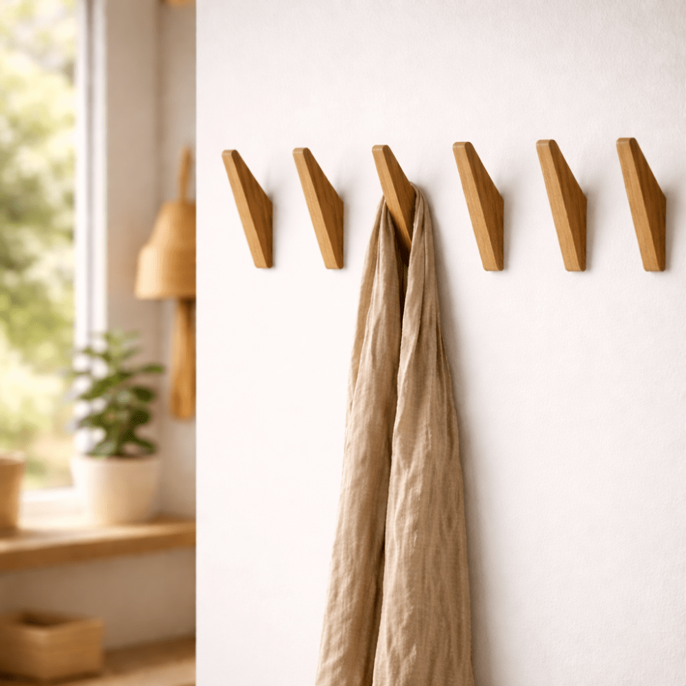 Two-Tone Solid Wood Wall Hook 13.5cm, Scandinavian Style