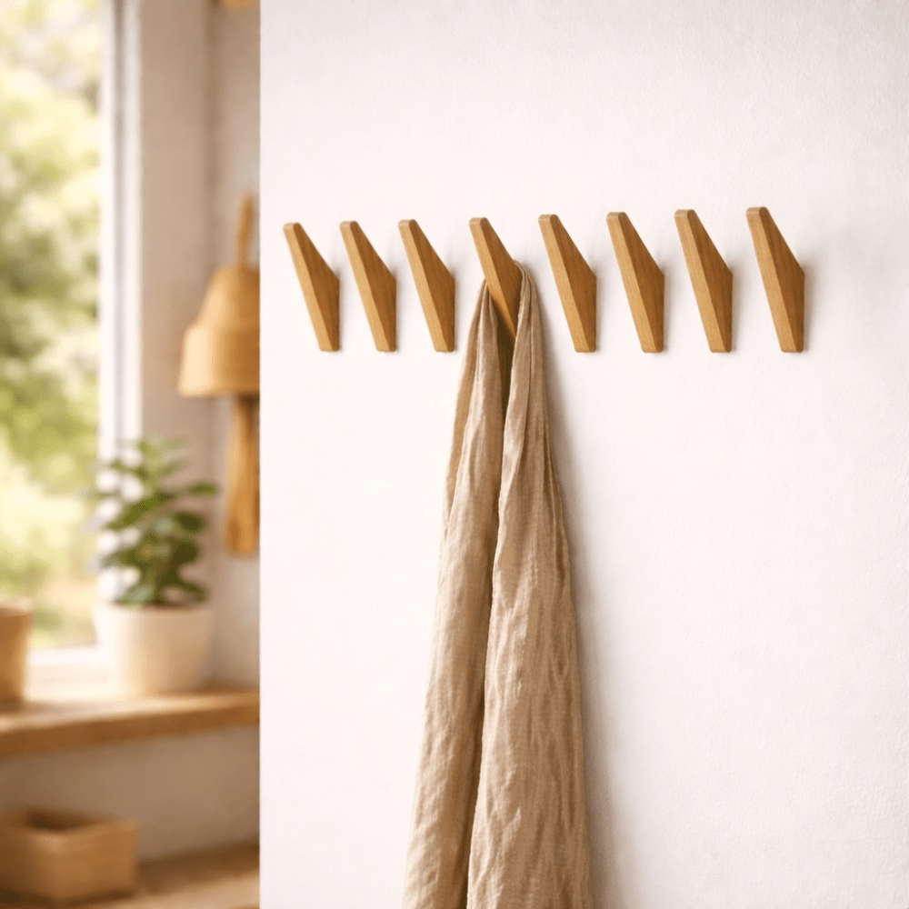 Two-Tone Solid Wood Wall Hook 13.5cm, Scandinavian Style