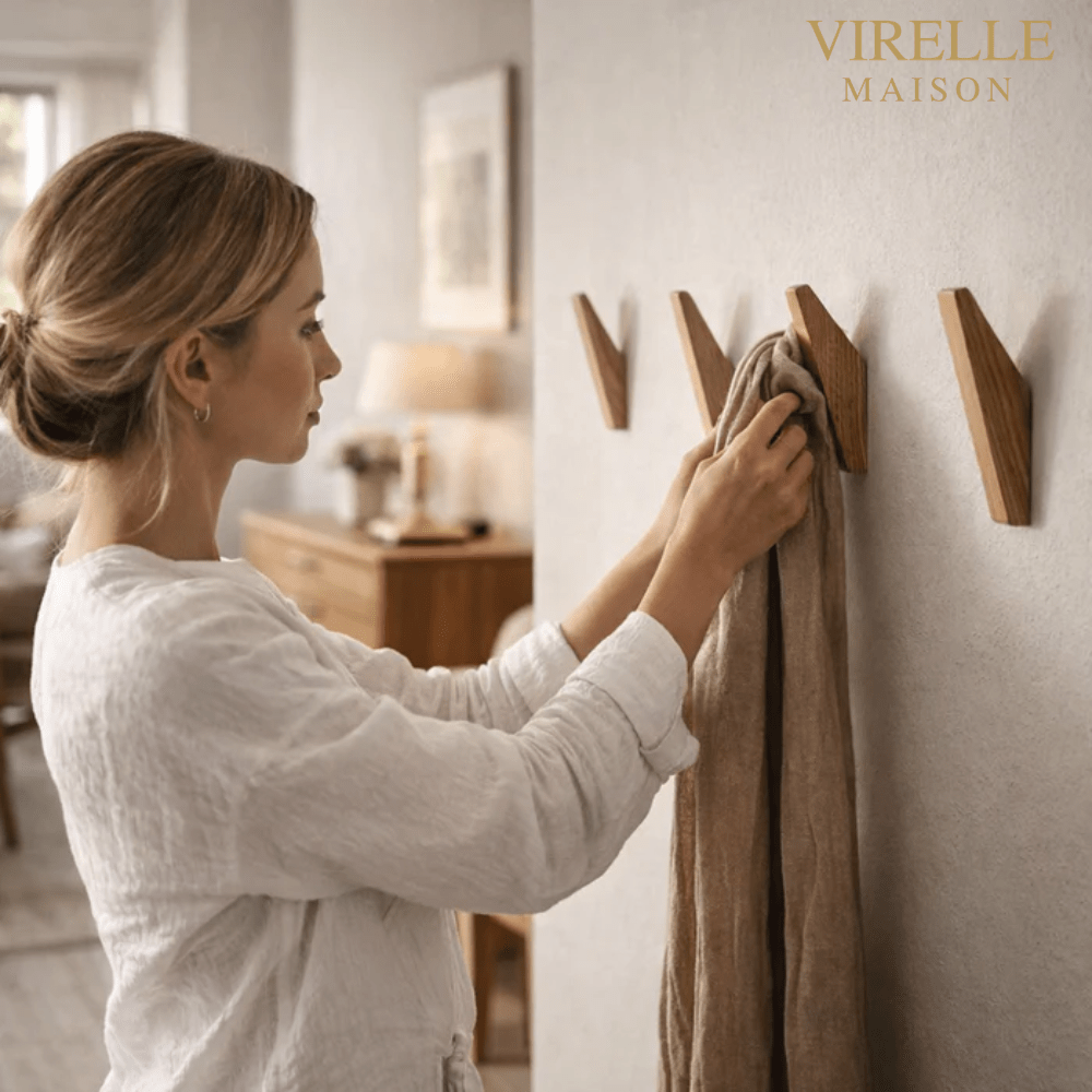 Two-Tone Solid Wood Wall Hook 13.5cm, Scandinavian Style