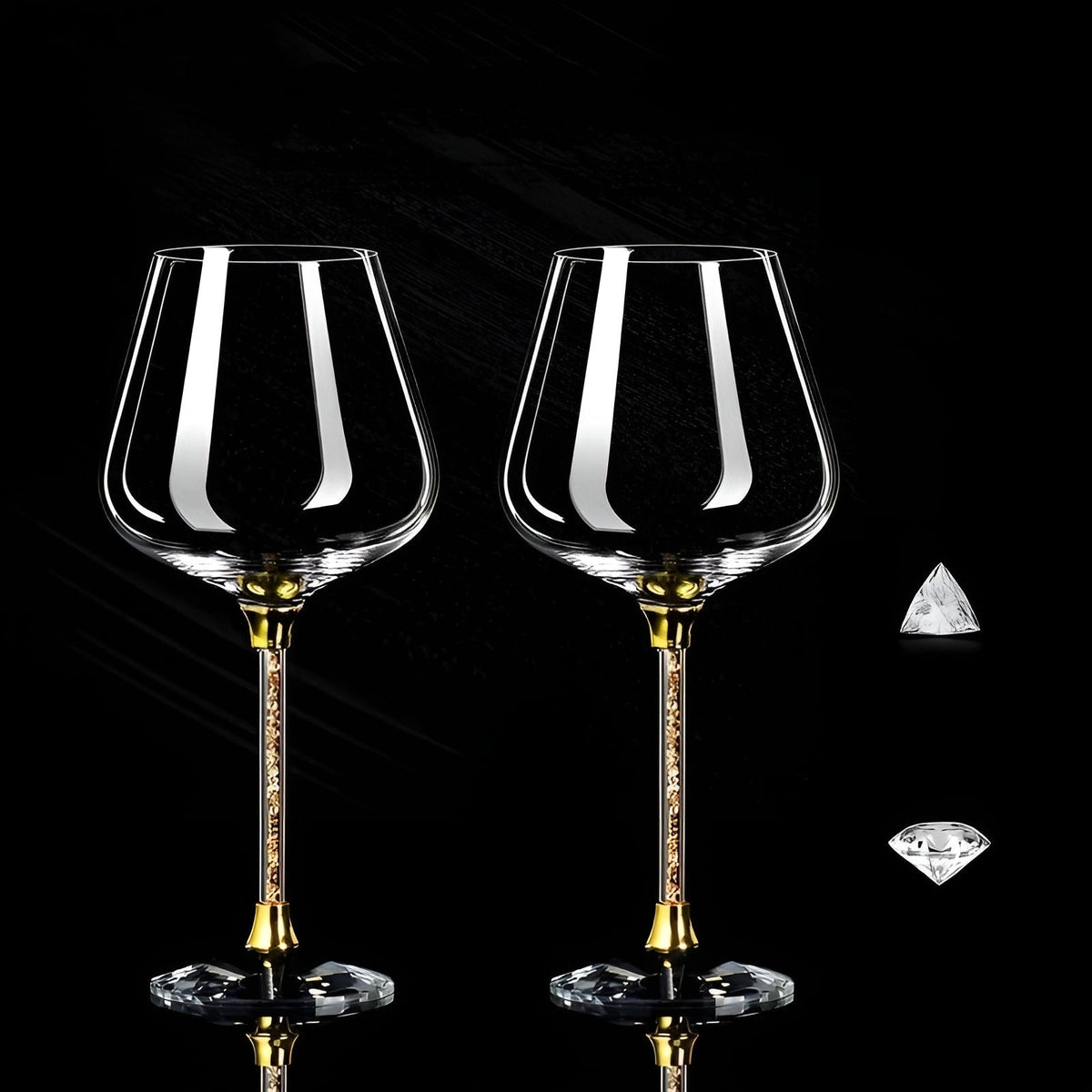 Tall Wine Glasses, Set of 2, 520 ml, Gold or Silver Stem