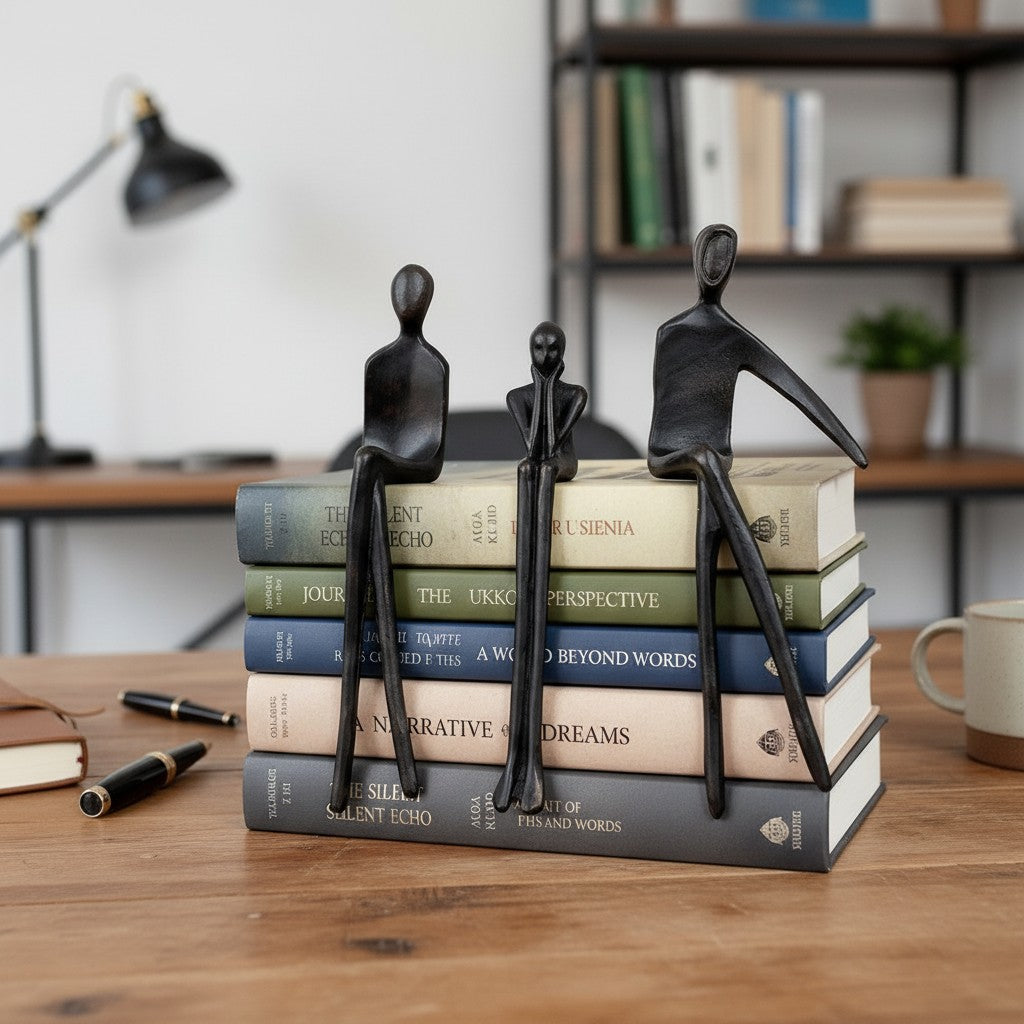 Geometric Iron Dog Sculpture, Minimalist Desk Ornament