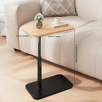 Height Adjustable Side Table for Sofa and Bed, Wood and Metal
