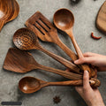 Solid Teak Kitchen Utensil Set, 5, 7 or 10 Pieces