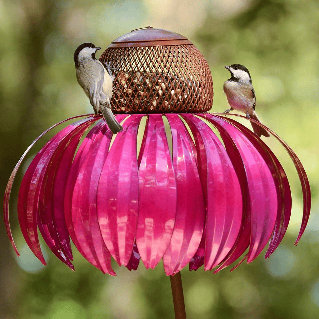 Decorative Metal Bird Feeder on Garden Stake