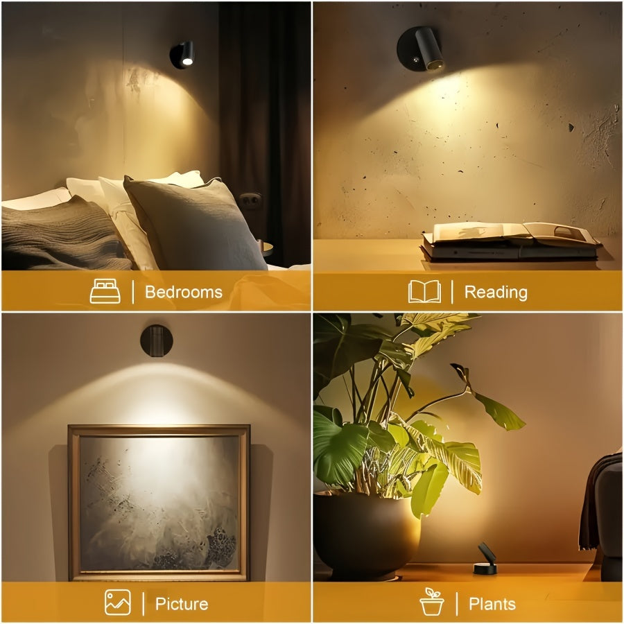Rechargeable Wireless LED Accent Spotlight, Dimmable Touch Control