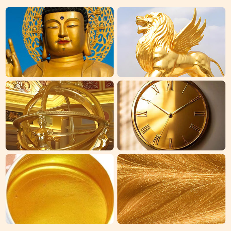 Metallic Leaf Paint in Gold or Silver with Brush, 200g
