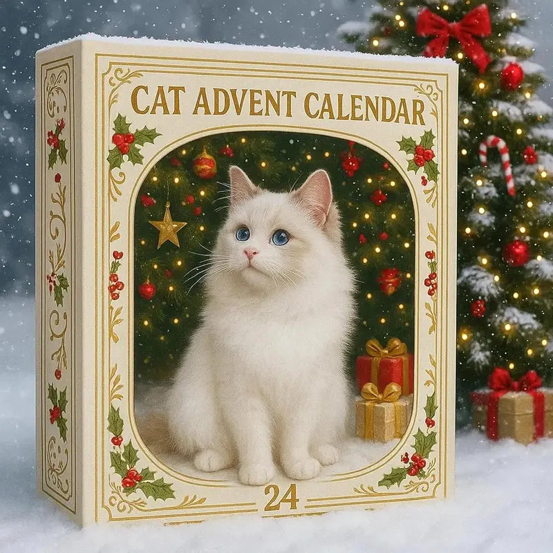 Cat Advent Calendar with 24 Clear Acrylic Hanging Figures