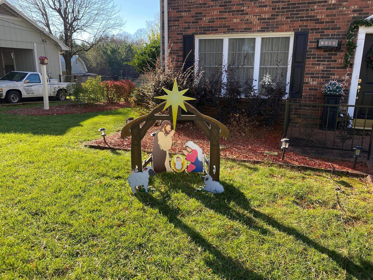 Outdoor Nativity Set with Figures, Weather Resistant, Two Sizes