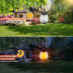 Solar Flame-Effect Garden Lantern, USB-C Rechargeable Metal