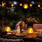Solar Flame-Effect Garden Lantern, USB-C Rechargeable Metal