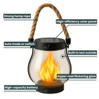 Solar Flame-Effect Garden Lantern, USB-C Rechargeable Metal