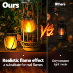 Solar Flame-Effect Garden Lantern, USB-C Rechargeable Metal