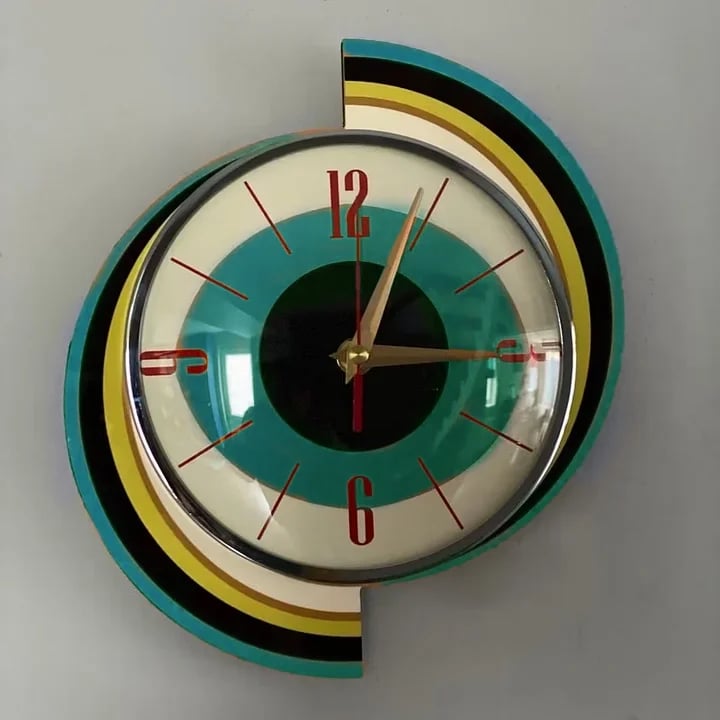 Handmade Retro Sunburst Wall Clock, 40 x 40cm, Silent