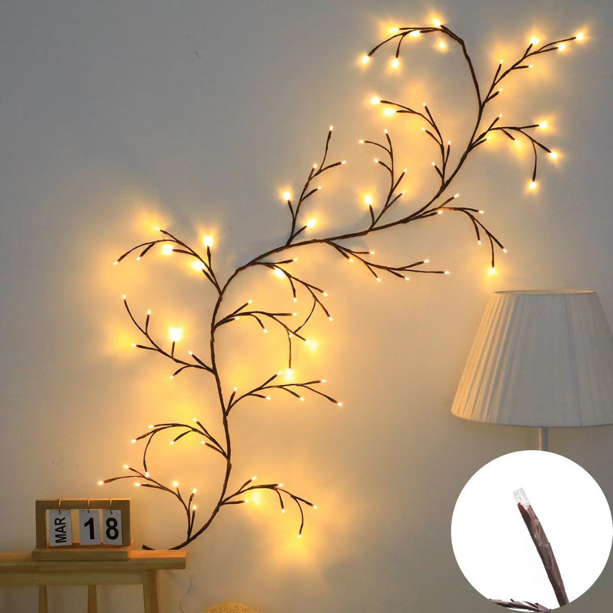 LED Flower Branch Wall Light, USB Powered Decoration