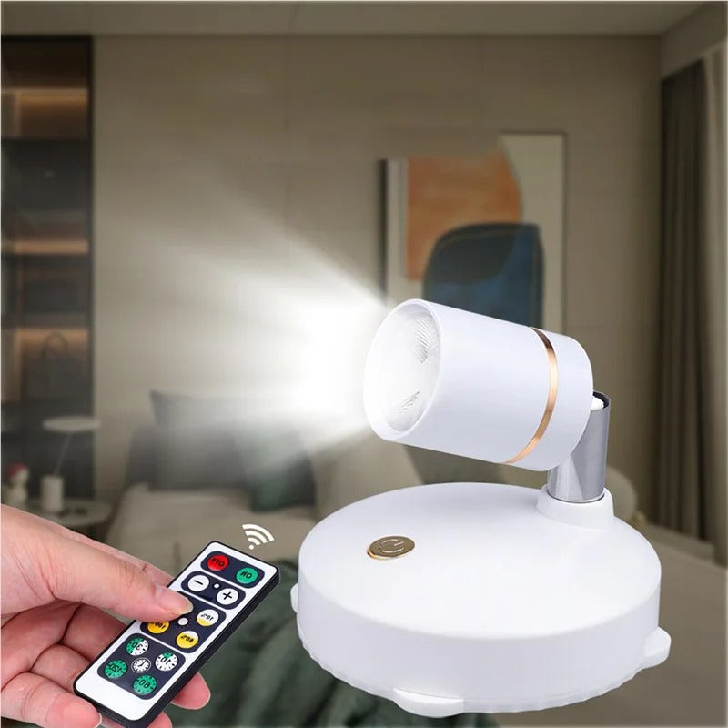 Cordless LED Spotlight, Dimmable with Remote Control