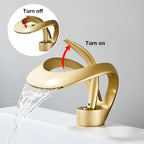 Waterfall Basin Mixer Tap in Brass, Single Lever