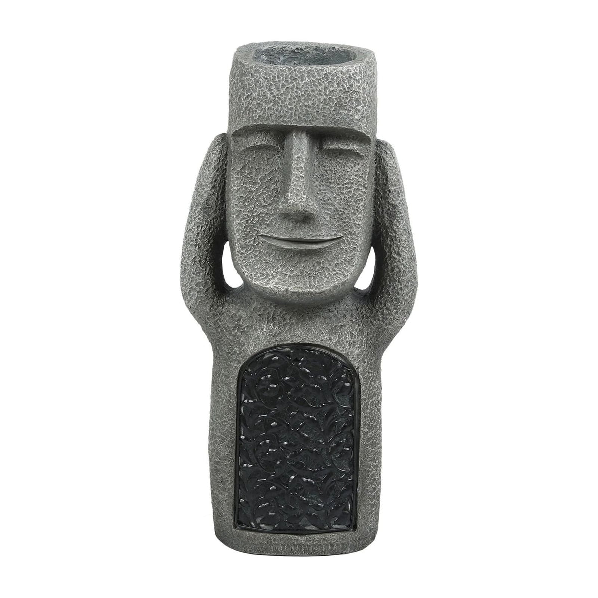 Moai Solar Light Garden Planter with Drainage Hole, 25 cm