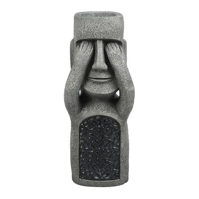 Moai Solar Light Garden Planter with Drainage Hole, 25 cm