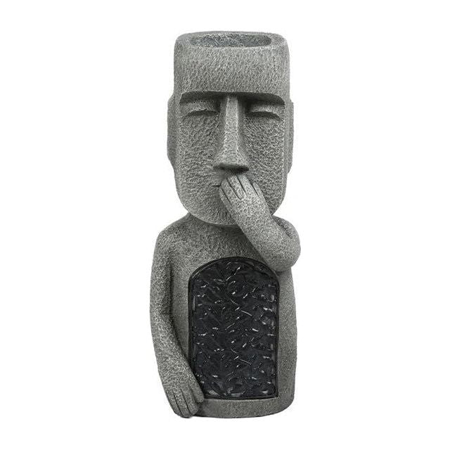 Moai Solar Light Garden Planter with Drainage Hole, 25 cm