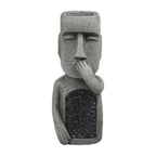 Moai Solar Light Garden Planter with Drainage Hole, 25 cm