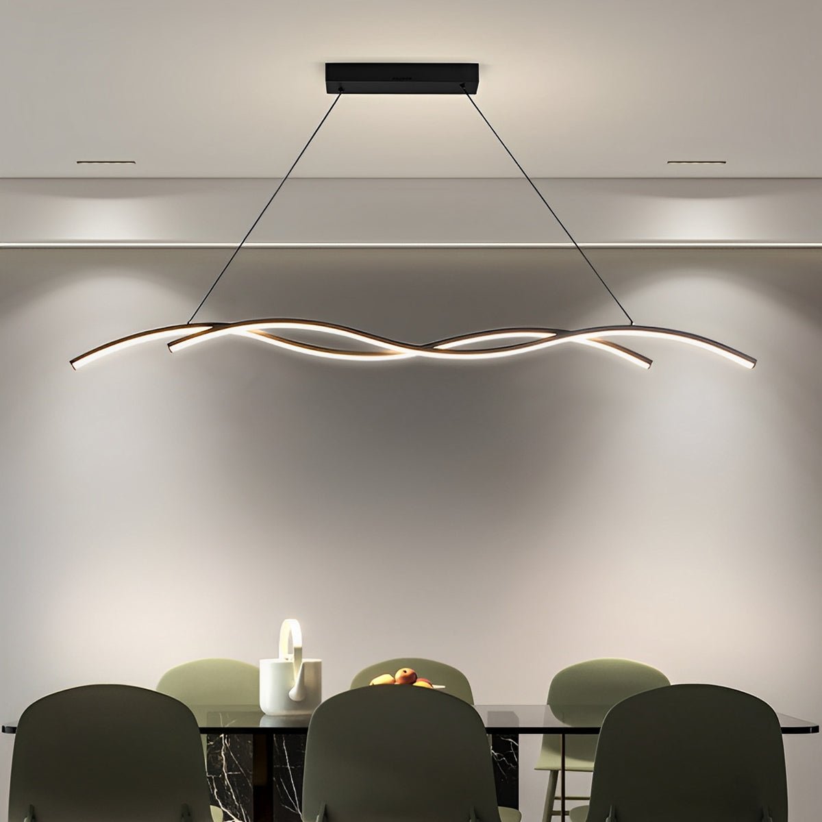 Wave LED Pendant Light, Dimmable, 90 or 150 cm, Black