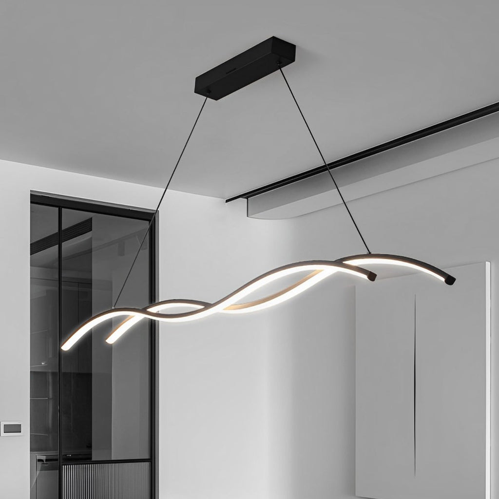 Wave LED Pendant Light, Dimmable, 90 or 150 cm, Black