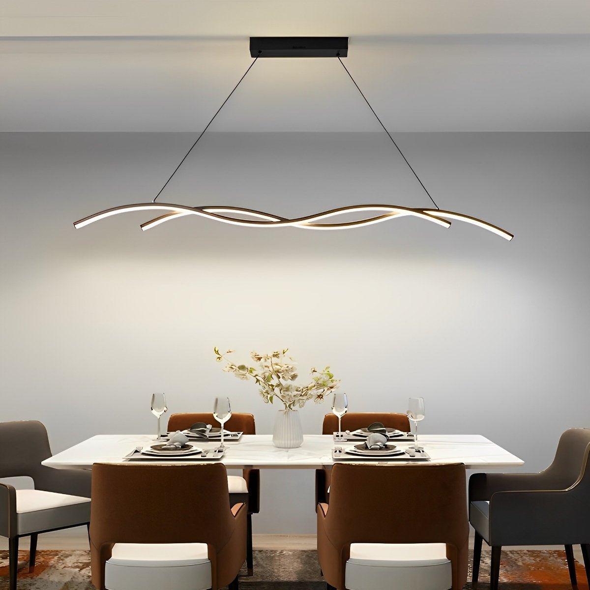 Wave LED Pendant Light, Dimmable, 90 or 150 cm, Black