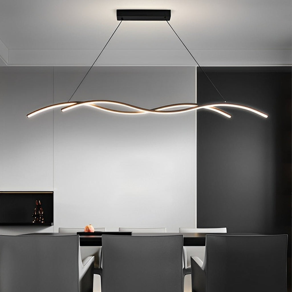Wave LED Pendant Light, Dimmable, 90 or 150 cm, Black
