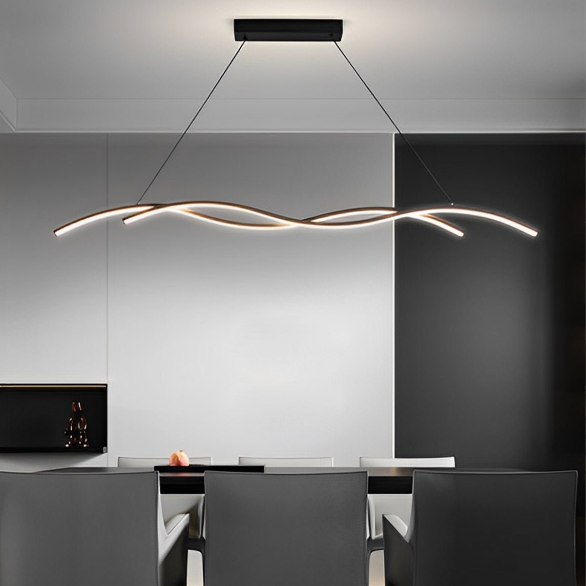 Wave LED Pendant Light, Dimmable, 90 or 150 cm, Black