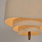Japandi Fabric Pendant Light with Wood and Metal, Two Sizes