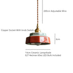 Hand-Painted Ceramic Pendant Light with Copper Fitting, 14cm