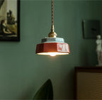 Hand-Painted Ceramic Pendant Light with Copper Fitting, 14cm