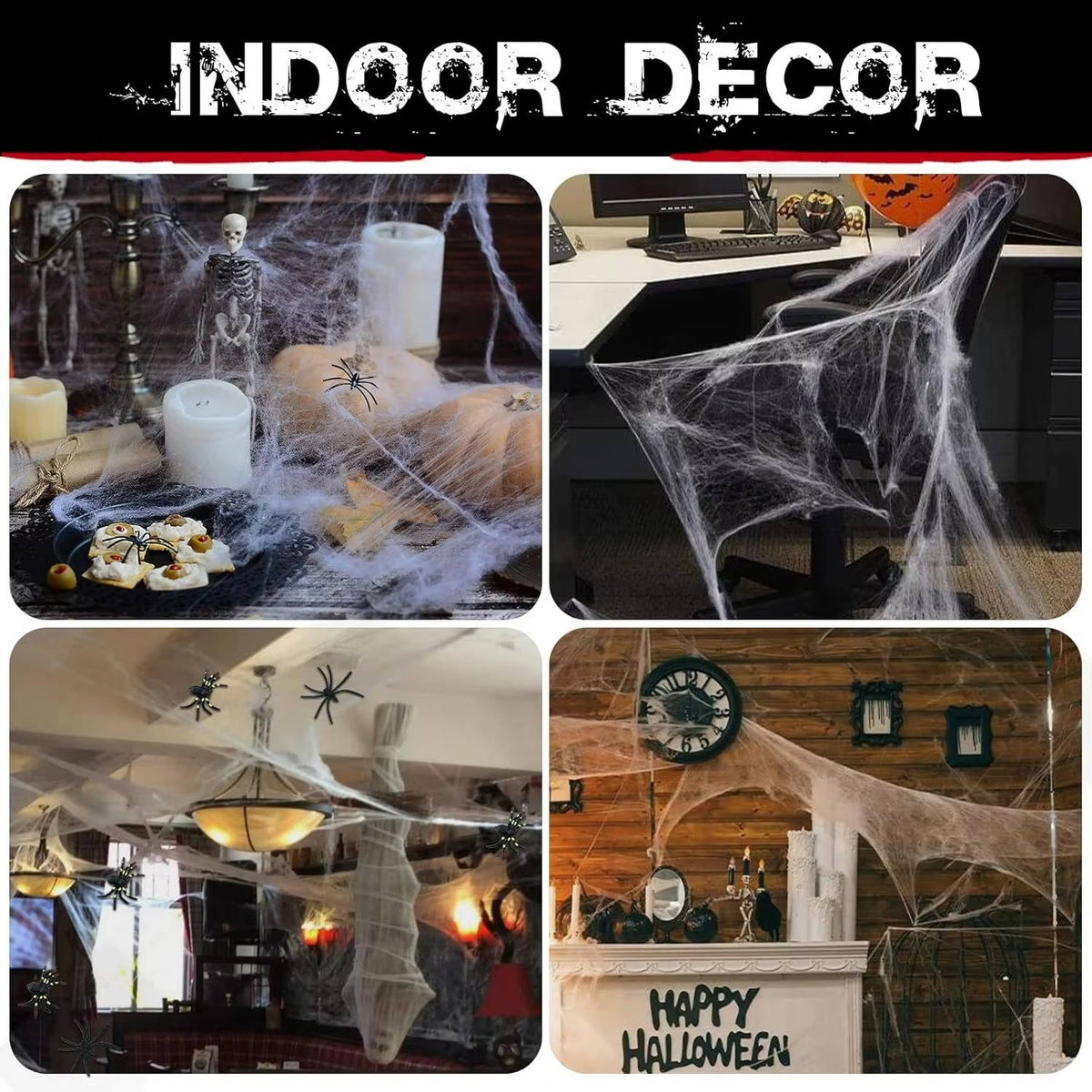 Stretch Spider Web Halloween Set, 18 sq m with 9 Spiders
